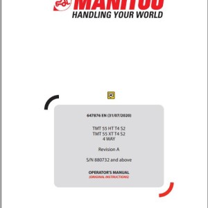 Manitou TMT 55 HT T4 S2 4WAY TMT 55 XT T4 S2 4WAY Operator's Manual 647876 US