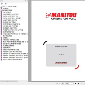 Manitou VJR 26 S1 Operator's Manual 647790 US