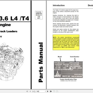 Deutz TCD 3.6 L4-T4 Engine Parts Manual 509600148A