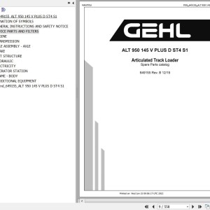 Gehl ALT 950 145 V PLUS D ST4 S1 Spare Parts Catalog 649155