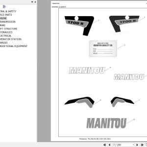 Manitou 1700R Parts Manual 50111432A