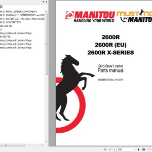 Manitou 2600R 2600R (EU) 2600R X-Series Parts Manual 50950175H