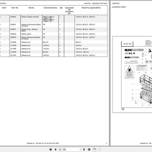 Manitou 80 ELX Parts Catalog 547325