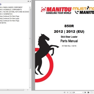 Manitou 850R 2012 850R 2012EU Parts Manual 917384I