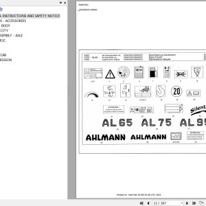 Manitou AL65 AL75 AL95 AL95I JOGGER 722-K 822-K 1022-K Parts Manual 581762