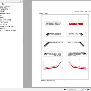 Manitou MBL-X-900 Parts Catalog 53112685B