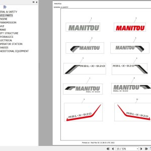 Manitou MBL-X-920 Parts Catalog 53112254B