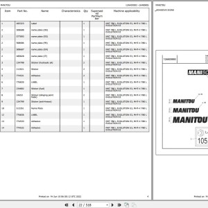 Manitou MHT 780 MHT-X 780 L EVOLUTION E3 Parts Catalog 648585