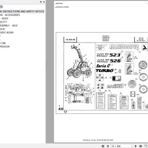 Manitou MLT 523 S2 Parts Catalog 547025