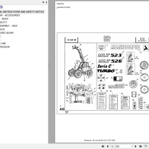 Manitou MLT 523 SERIE C S2 Parts Catalog 547025