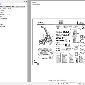 Manitou MLT 523 TURBO S2 Parts Catalog 547025