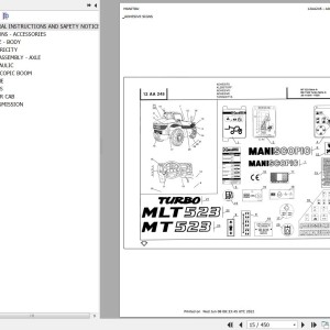 Manitou MLT 523 TURBO SA Parts Catalog 547790