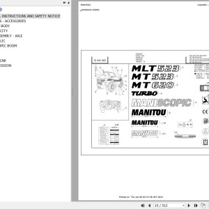 Manitou MLT 523 TURBO SB E2 Parts Catalog 547896
