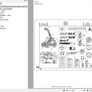 Manitou MLT 526 TURBO S2 Parts Catalog 547025