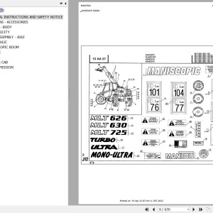 Manitou MLT 626 TURBO MONO ULTRA S3 Parts Catalog 547001