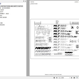 Manitou MLT 630 TURBO SC E2 Parts Catalog 547971