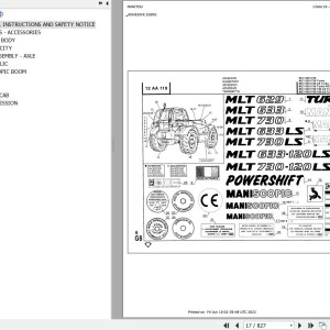 Manitou MLT 633 120 LS TURBO Parts Catalog 547628