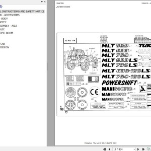 Manitou MLT 633 120 LS TURBO POWERSHIFT Parts Catalog 547628