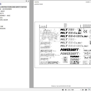 Manitou MLT 634 120 LSU POWERSHIFT SF E3 Parts Catalog 647082