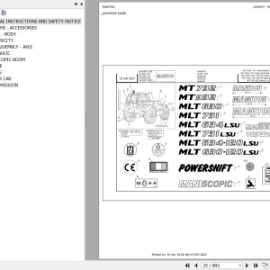 Manitou MLT 634 120 LSU SB E2 Parts Catalog 547845