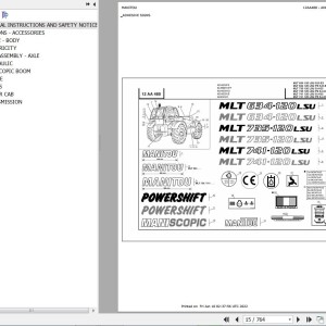 Manitou MLT 634 120 LSU SD E3 Parts Catalog 547977
