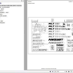 Manitou MLT 634 120 LSU SF E3 Parts Catalog 647082