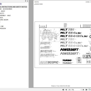 Manitou MLT 634 TURBO LSU SE E3 Parts Catalog 647056