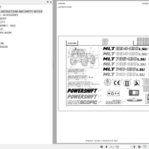 Manitou MLT 741 120 LSU S4 E3 Parts Catalog 547977