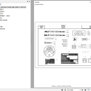 Manitou MLT 741 H LSU TUV E3 Parts Catalog 648450
