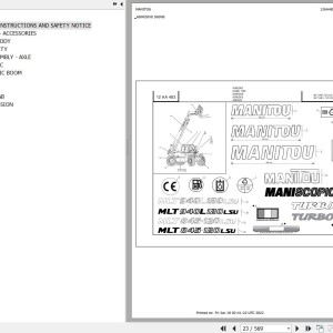 Manitou MLT 845 120 LSU S3 E3 Parts Catalog 547980