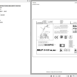 Manitou MLT 845 H TURBO LSU S2 E2 Parts Catalog 547887