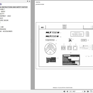 Manitou MLT 935 H E2 Parts Catalog 648354