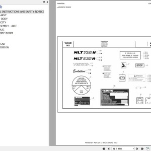 Manitou MLT 935 H E3 Parts Catalog 648560