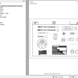 Manitou MLT 940 H LSU TUV E3 Parts Catalog 648450
