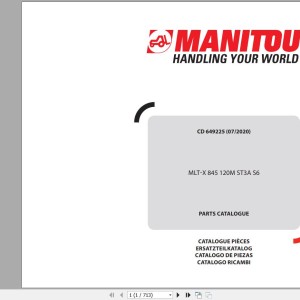 Manitou MLT-X 845 120M ST3A S6 Parts Catalog 649225