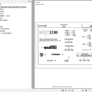 Manitou MRT 1330 TURBO MOT 1004 4T Parts Catalog 547062