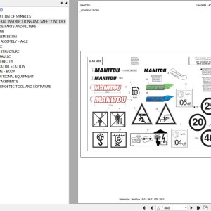 Manitou MRT 1440 1640 1840 MRT-X 1440 1640 1840 Parts Catalog 649055
