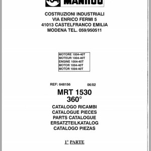 Manitou MRT 1530 TURBO COMFORT LINE MOT 1004 40T Parts Catalog 648156