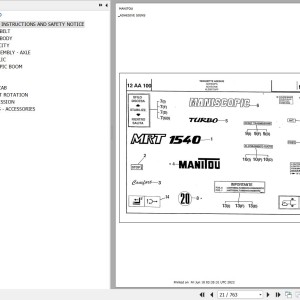 Manitou MRT 1540 TURBO MOT 1004 4T Parts Catalog 47990