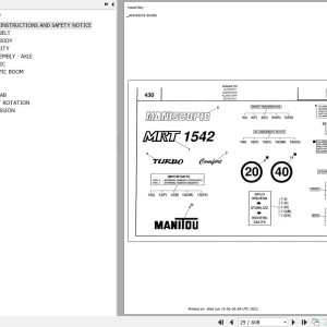 Manitou MRT 1542 TURBO COMFORT LINE MOT 1004 40T Parts Catalog 547611