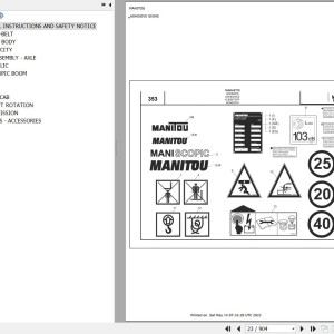 Manitou MRT 1742 TURBO SERIE M 360 MOT 1104C 44T E2 Parts Catalog 648241