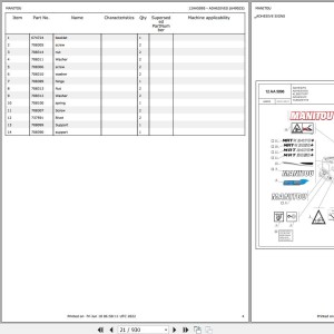 Manitou MRT 2470 3050 PRIVILEGE PLUS ST4 S1 MRT-X 2470 3050 PRIVILEGE PLUS ST3A S1 Parts Catalog 649025