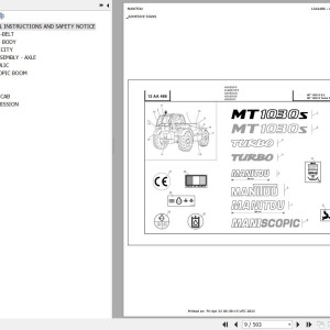 Manitou MT 1030 S TURBO S3 E2 Parts Catalog 547973