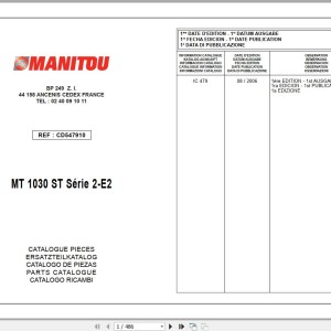 Manitou MT 1030 ST Serie 2-E2 Parts Catalog CD547910