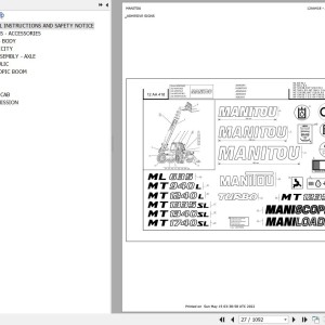 Manitou MT 1235 S S3 E2 Parts Catalog 547848