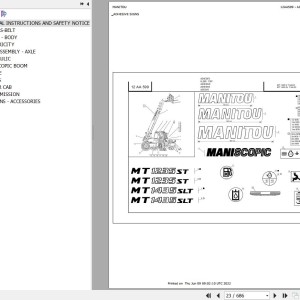 Manitou MT 1235 S TURBO S4 E3 Parts Catalog 647091