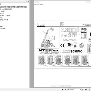 Manitou MT 1335 H SL TURBO MONO ULTRA ORH S2 E2 ARMEE Parts Catalog 547925