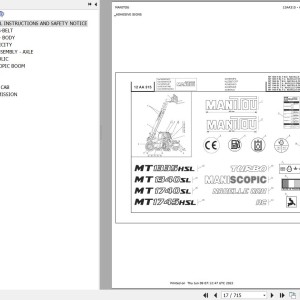 Manitou MT 1335 H SL TURBO ULTRA ORH RC S2 E2 Parts Catalog 547858