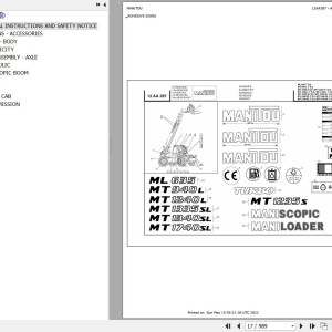 Manitou MT 1335 SL TURBO S3 E2 Parts Catalog 547848