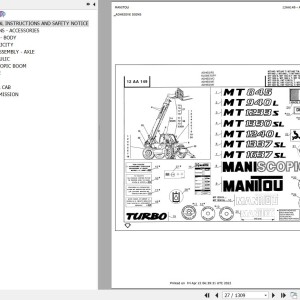 Manitou MT 1337 SL TURBO MONO ULTRA S2 Parts Catalog 547751